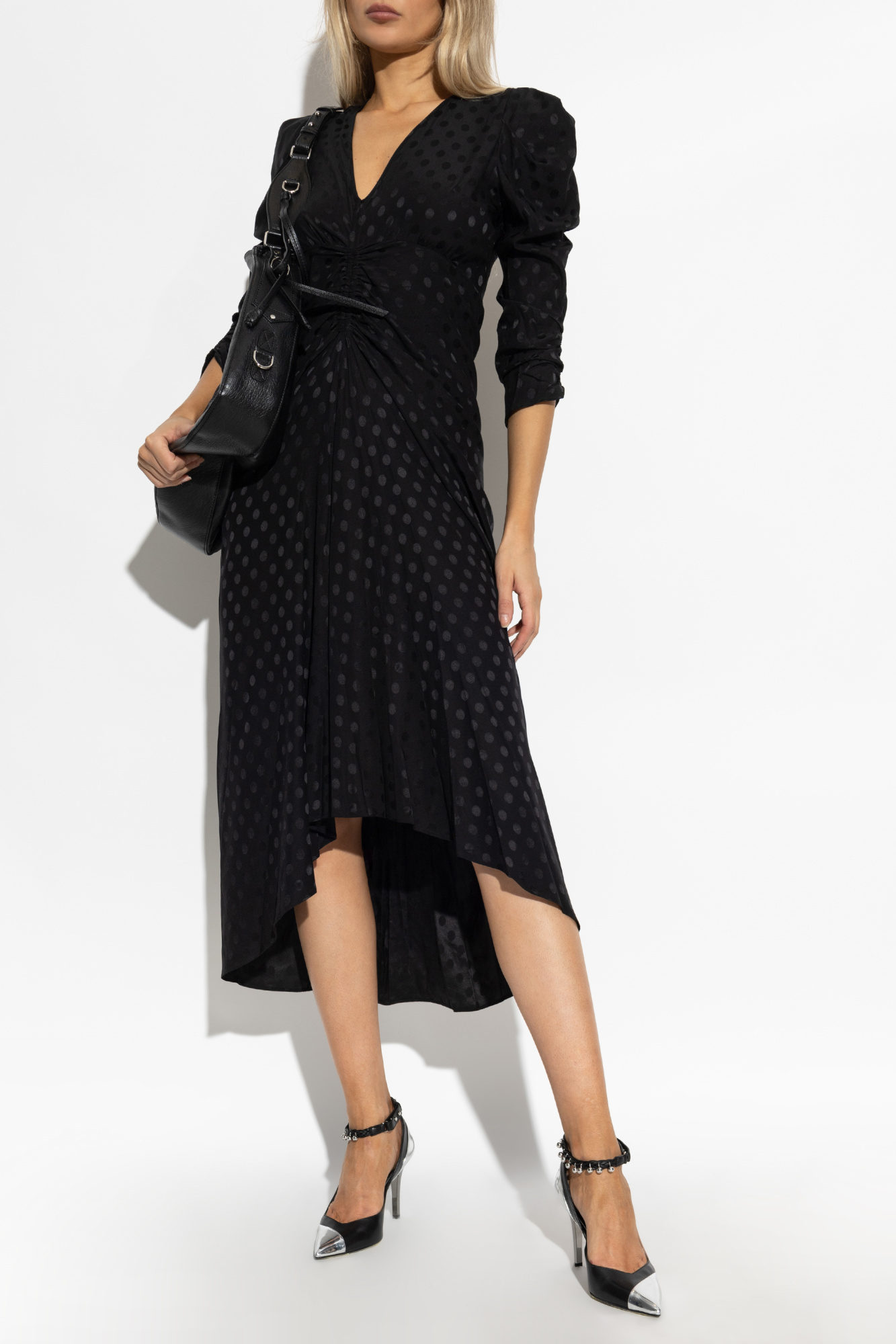 ISABEL MARANT スタンドカラーブルゾン ブラック 2WAY 】スタンドカラーベルテッドフェイクレザーショート